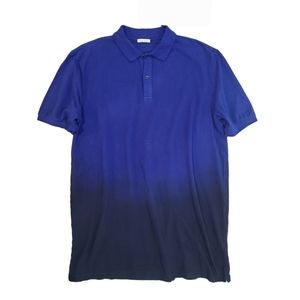 Tomas Maier Royal Blue -Navy - Black Classic Fit Polo Collar Shirt XXL